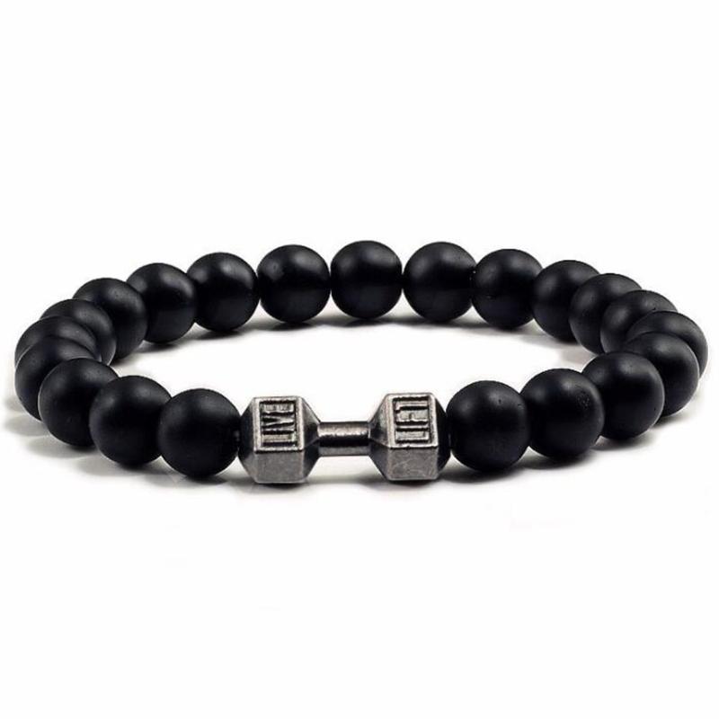 Natural Black Volcanic Lava Stone Dumbbell Bracelet Black Matte Beads Bracelets For Women Men Fitness Barbell Jewelry Pulseras
Natural Black Volcanic Lava Stone Dumbbell Bracelet Black Matte Beads Bracelets For Women Men Fitness Barbell Jewelry Pulseras