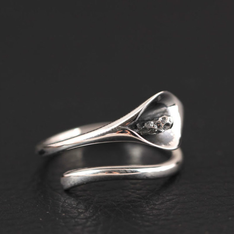 925 Sterling silver jewelry Calla Lily Flowers Open Rings For Women High Quality Vintage Style Lady Accessories Bague Femme 201112