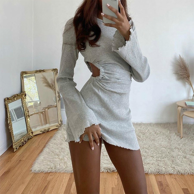 2021 New Autum Women Long Knitted Female O-neck Flare Sleeve Side Ruched Winter Hollow Out Casual Bodycon Mini No0n, Gray
2021 New Autum Women Long Knitted Female O-neck Flare Sleeve Side Ruched Winter Hollow Out Casual Bodycon Mini No0n, Gray