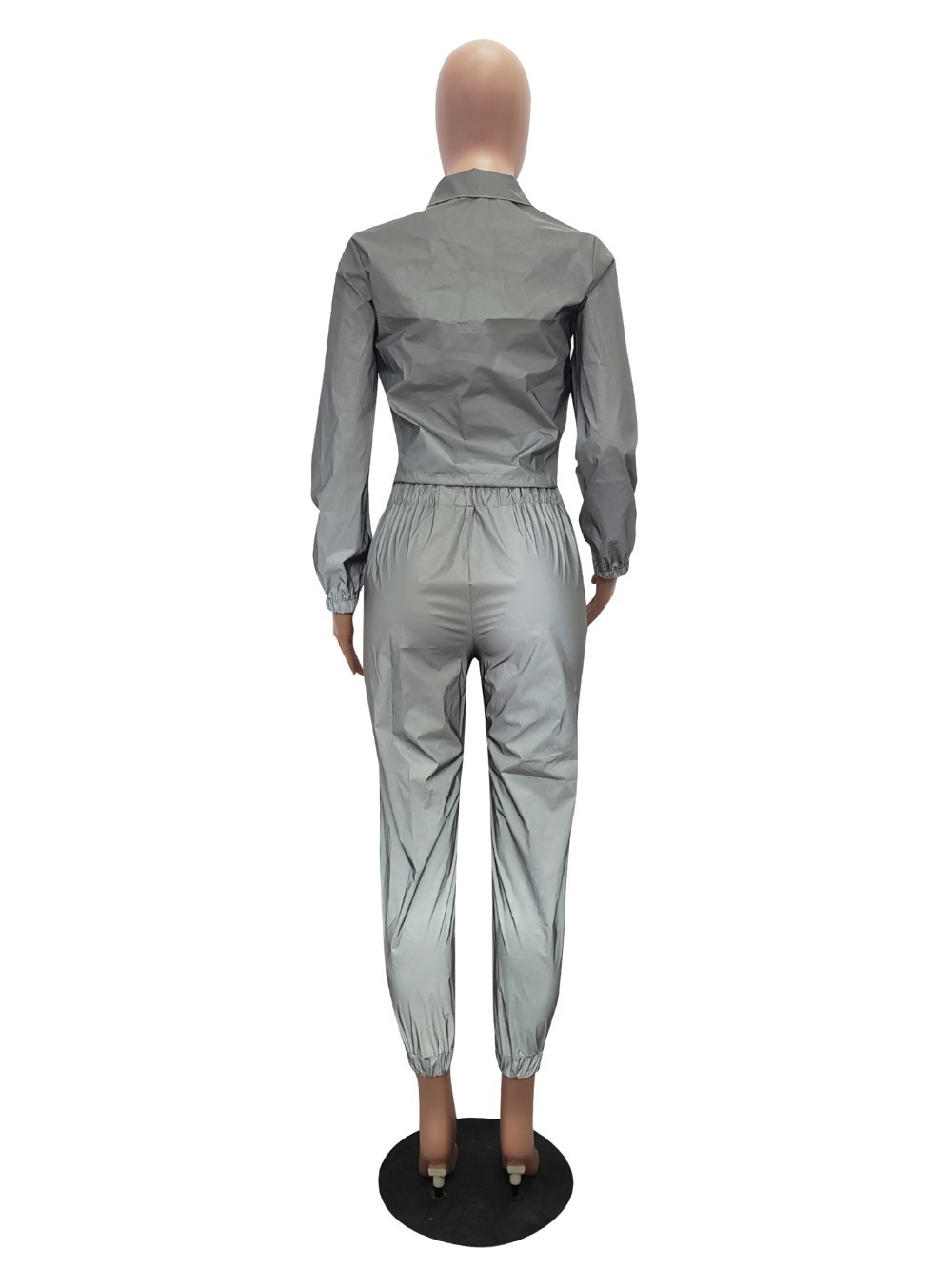 Women Reflective Two Piece Set Tracksuit Sexy Crop Top and Pants Sweat Suits Fluorescent Clothing 2 Piece Club Outfits Jogger T200116