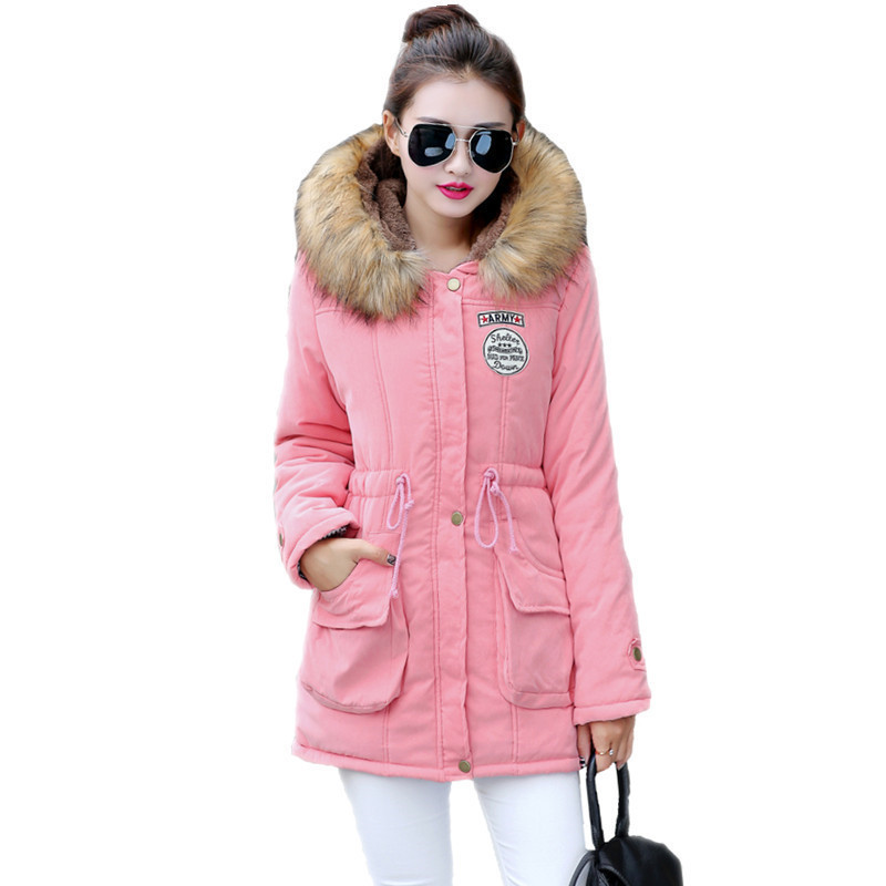 Winter Womens Jacket Coat Thick Cotton Warm Fur collar with Waist rope Jacket Womens Outwear Parkas Plus Size Fur Coat 201019