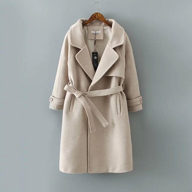 New Loose Long Wool Blend Ladies Coat Belt Turn-down Collar Women' Jacket Solid Elegant Korean Womens Fashion Coat, Beige
New Loose Long Wool Blend Ladies Coat Belt Turn-down Collar Women' Jacket Solid Elegant Korean Womens Fashion Coat, Beige