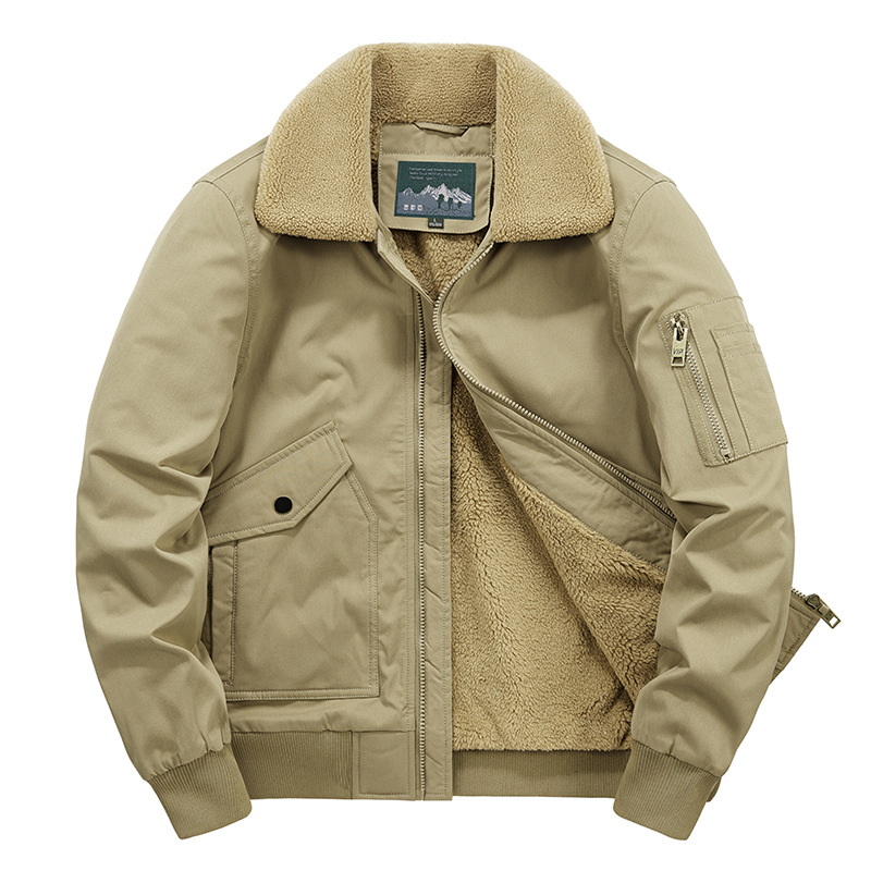 Winter Plus Velvet Padded Warm Jacket Men Tooling Jacket Multi-pocket Cotton Jacket, Black;brown
Winter Plus Velvet Padded Warm Jacket Men Tooling Jacket Multi-pocket Cotton Jacket, Black;brown