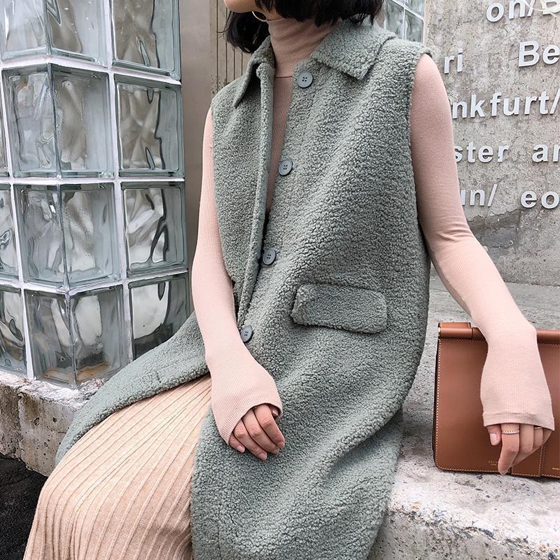 New Korean Style Turn Neck Collar Lamb Hair Vest Women Autumn And Winter Warmth Over Knee-Length Coat1, Green
New Korean Style Turn Neck Collar Lamb Hair Vest Women Autumn And Winter Warmth Over Knee-Length Coat1, Green