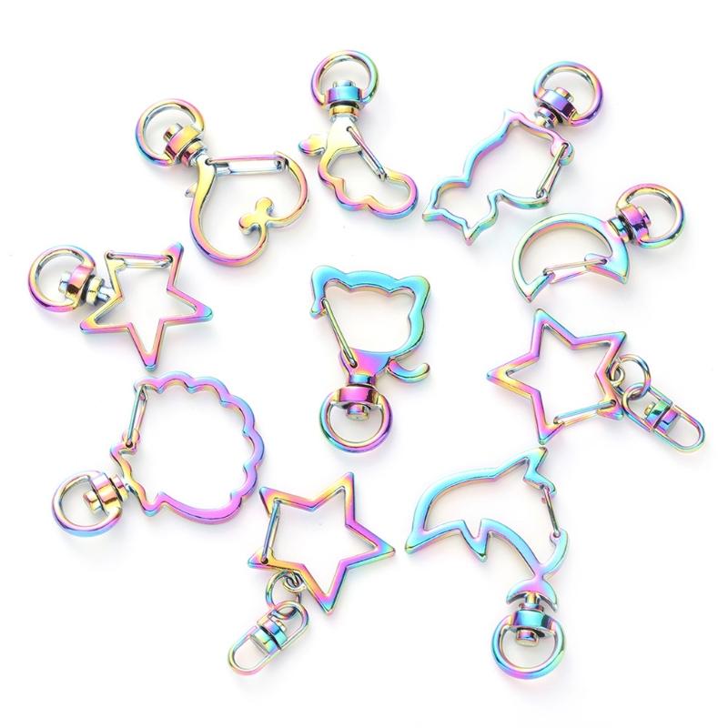 Keychains 10pcs Rainbow Metal Snap Hook Lobster Clasp Lanyard With Keyring For Keychain Heart Star Cat Key Chain Open Bezel DIY Bags Findi
Keychains 10pcs Rainbow Metal Snap Hook Lobster Clasp Lanyard With Keyring For Keychain Heart Star Cat Key Chain Open Bezel DIY Bags Findi