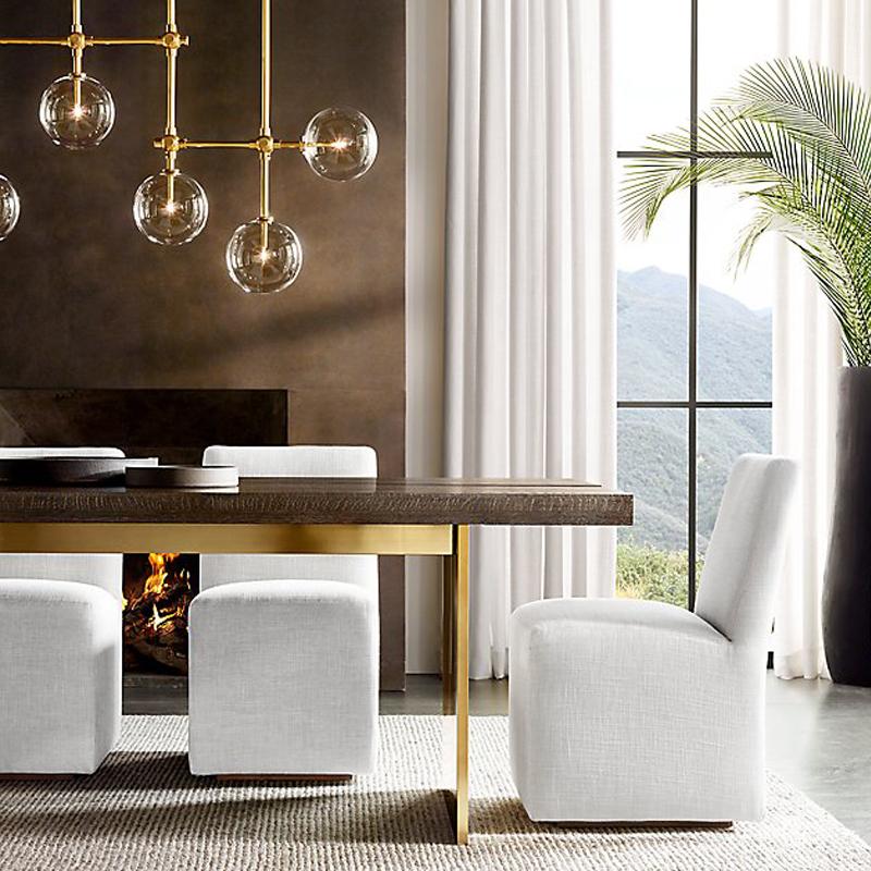 EMS 2020 modern design glass ball chandelier 6 heads clear glass bubble lamp chandelier for living room kitchen black/gold light fixture
