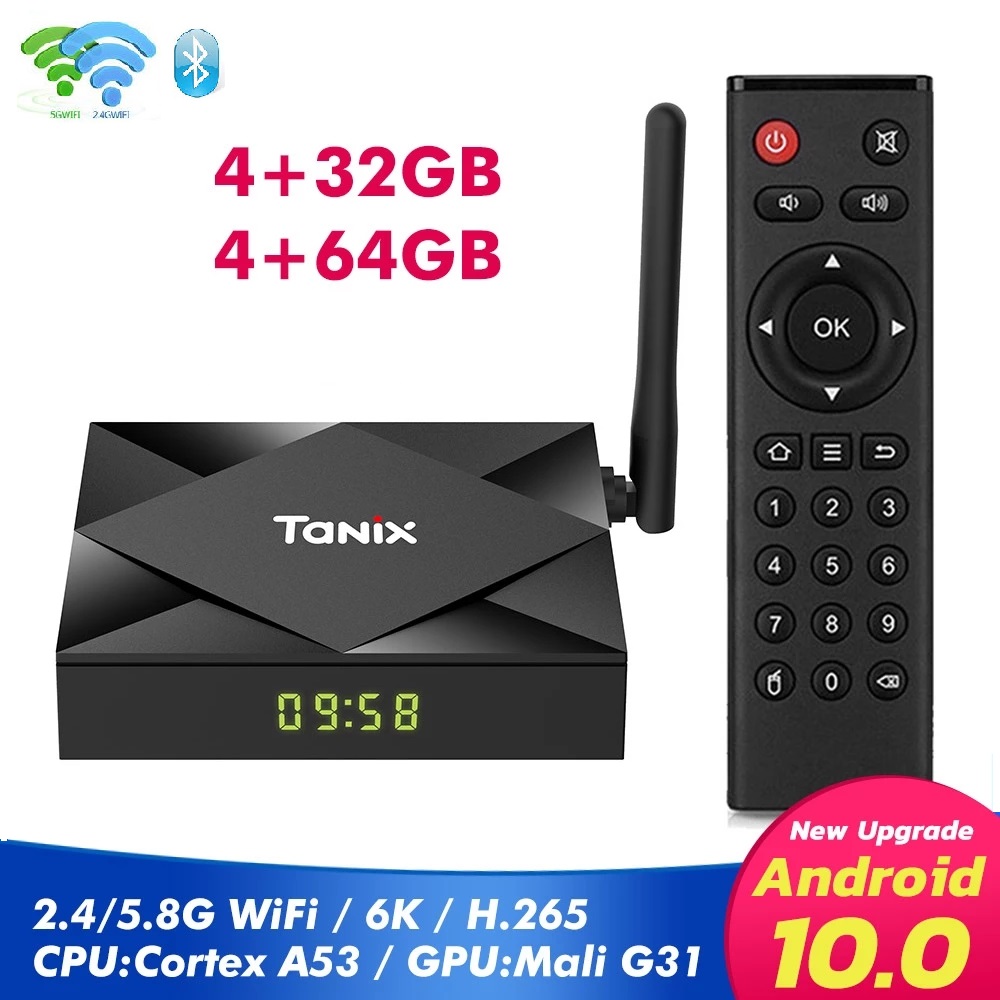 Tanix TX6S Android 10.0 OTT TV Boxes 4GB+32GB/64GB Allwinner H616 Dual WiFi 2.4G+5G With BT Smart TV Box
Tanix TX6S Android 10.0 OTT TV Boxes 4GB+32GB/64GB Allwinner H616 Dual WiFi 2.4G+5G With BT Smart TV Box