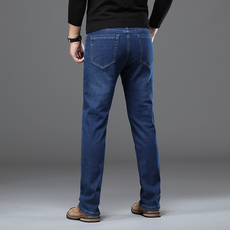 Large Size 42 44 46 Winter Men's Fashion Thickening Fleece Warm Jeans Slim Stretch High Quality Warm Jeans 201223