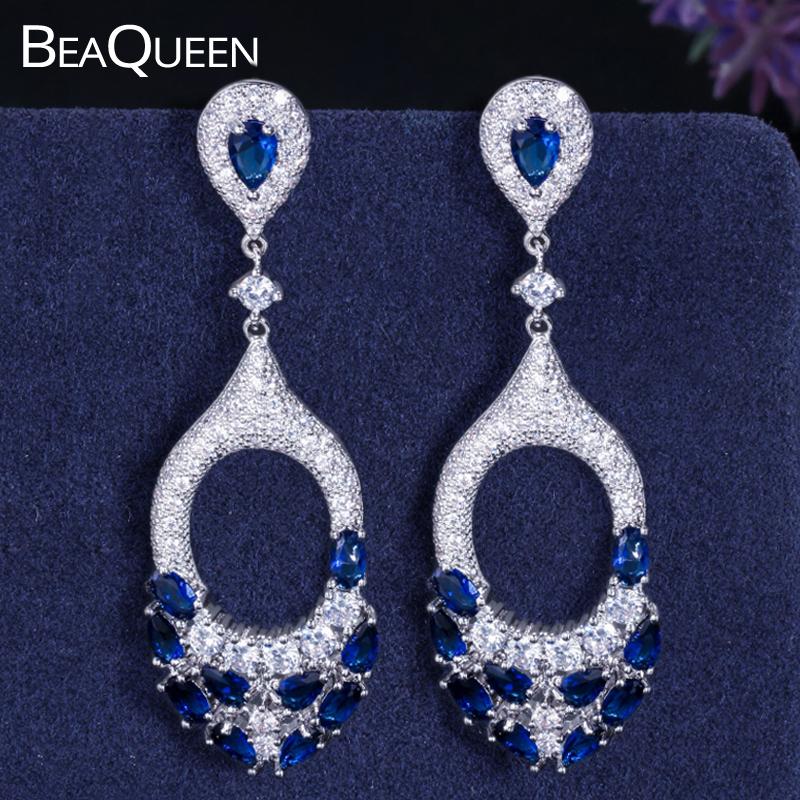 Dangle & Chandelier BeaQueen Luxury Cubic Zirconia Stone Micro Pave Big Long Round Drop Dark Blue Wedding Earrings Prom Party Jewelry For Wo
Dangle & Chandelier BeaQueen Luxury Cubic Zirconia Stone Micro Pave Big Long Round Drop Dark Blue Wedding Earrings Prom Party Jewelry For Wo