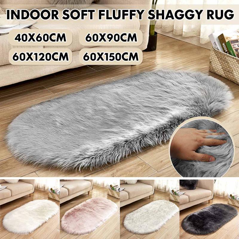 5 Colors Ellipse Soft Faux Sheepskin Fur Chair Cushion Area Rugs for Bedroom Floor Shaggy Silky Plush Carpet White Bedside Mat, Black and white
5 Colors Ellipse Soft Faux Sheepskin Fur Chair Cushion Area Rugs for Bedroom Floor Shaggy Silky Plush Carpet White Bedside Mat, Black and white