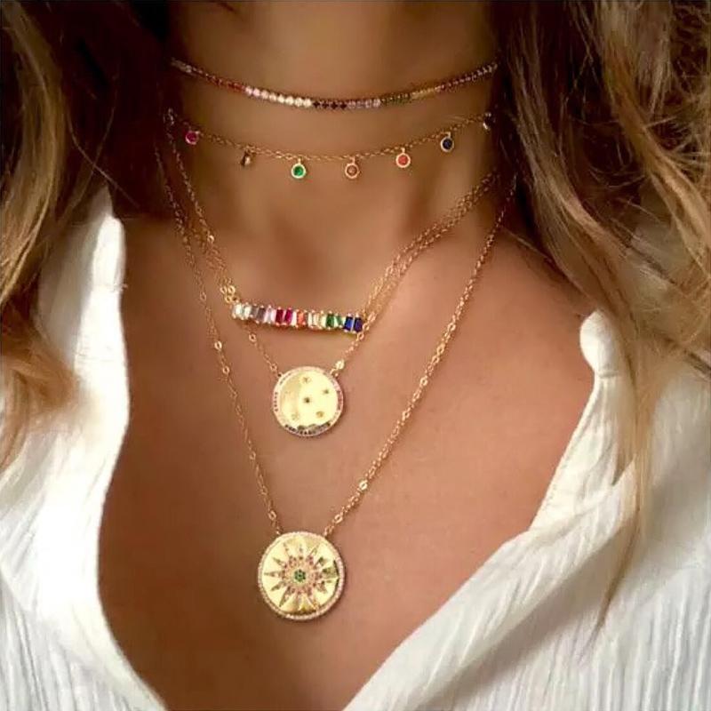 OCERIO CZ Rainbow Necklace Stone for Woman Multicolored Necklace Pendants Fashion Jewelry Rainbow Long Chain nke-p26
OCERIO CZ Rainbow Necklace Stone for Woman Multicolored Necklace Pendants Fashion Jewelry Rainbow Long Chain nke-p26