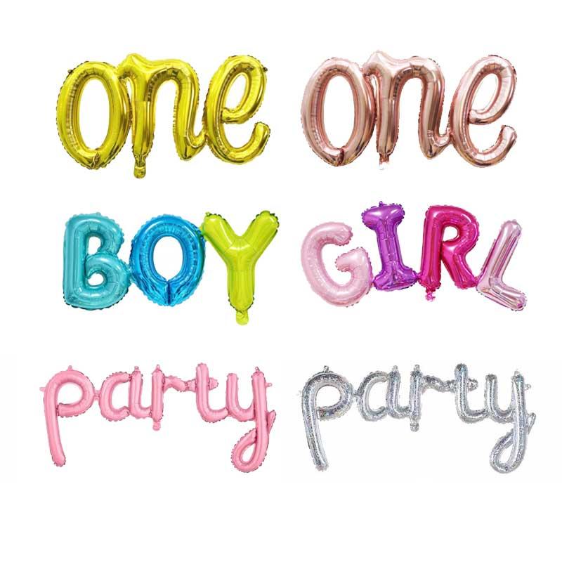 

One Boy Girl Hello Baby Letter Foil Balloons baby shower balloons birthday party decorations kids Rose Gold Gender Reveal Ballon