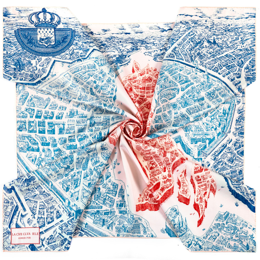 90*90cm Women Pure Twill Silk Scarves Handmade Hemming Blue Shawls Wraps Belt Neck Decoration Hand Rolled Edge Scarves