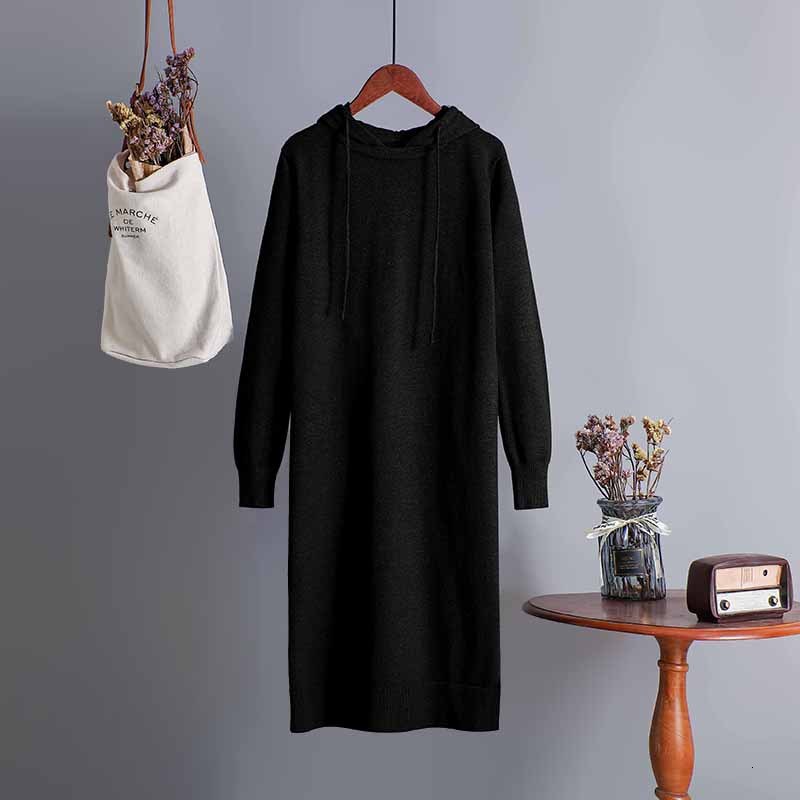 2021 New Casual Hooded Maix Dress Women Straight Sweater Autumn Winter Loose Long Thick Female Oversize Girl Knit 3f0t, Black
2021 New Casual Hooded Maix Dress Women Straight Sweater Autumn Winter Loose Long Thick Female Oversize Girl Knit 3f0t, Black