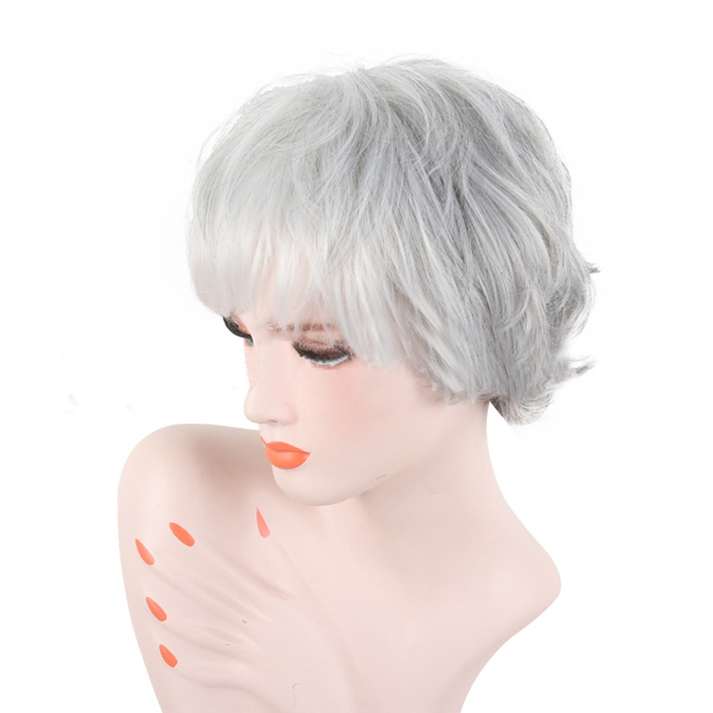Short Blond Hair Cosplay Wig Party Heat Resistant Fashion Women Synthetic Free Wig Cap