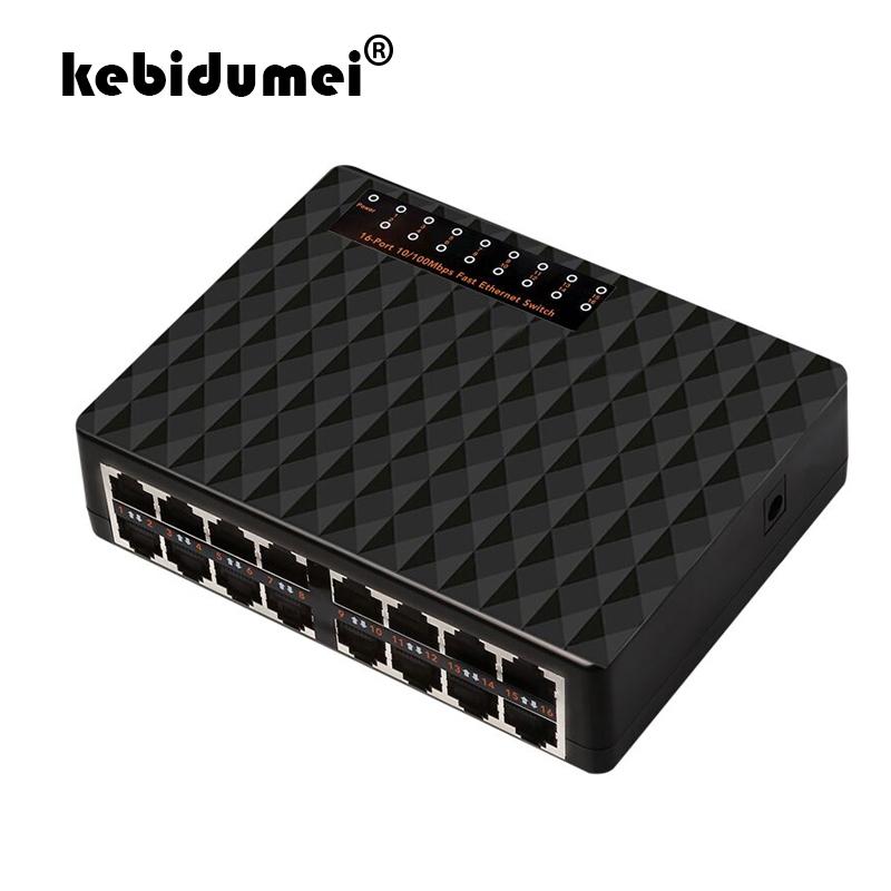 

kebidumei High Quality 16 Ports 10/100Mbps Network Switch Fast Ethernet LAN RJ45 Vlan Hub Desktop PC Switcher with EU/US Adapter
