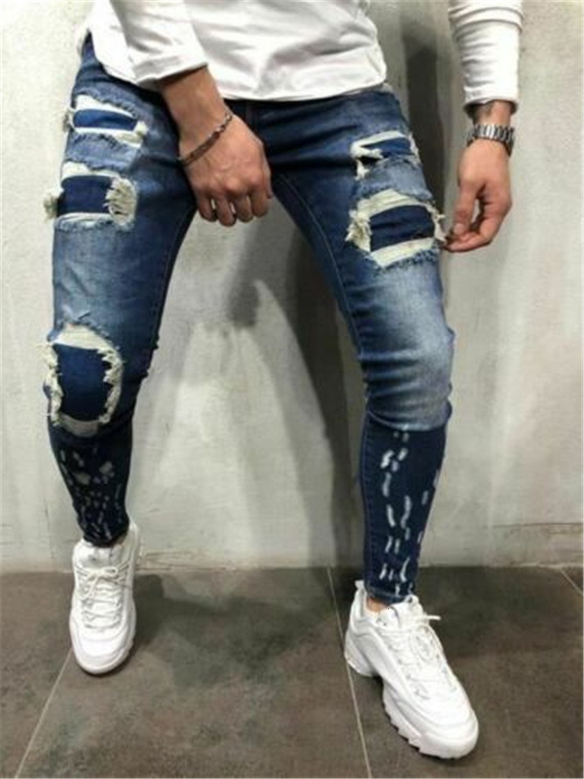 2021 New Ripped Men Slim Fit Blue Stretch Patch Fashion Streetwear Frayed Hip Distressed Denim Jeans Pants Male Trousers EMRG, Blue 6018
2021 New Ripped Men Slim Fit Blue Stretch Patch Fashion Streetwear Frayed Hip Distressed Denim Jeans Pants Male Trousers EMRG, Blue 6018