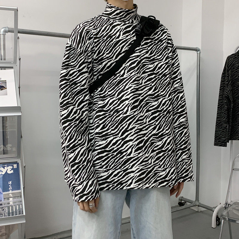Men's Jersey 2021 Spring and Winter New High-necked Retro Zebra Base Long Sleeves Shirt Young Clothes R5DC, Black and white.
Men's Jersey 2021 Spring and Winter New High-necked Retro Zebra Base Long Sleeves Shirt Young Clothes R5DC, Black and white.