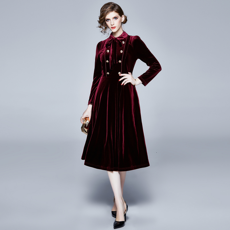 2021 New Vintage Women Autumn Winter Buttons Pleated Veet Lace Party Ladies Tunic Club Midi Long Female Robe Iiuw, Burgundy
2021 New Vintage Women Autumn Winter Buttons Pleated Veet Lace Party Ladies Tunic Club Midi Long Female Robe Iiuw, Burgundy