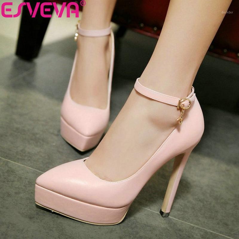ESVEVA 2021 Women Pumps Platform 3cm Buckle Strap Elegant Shoes PU Thin High Heels Pointed Toe Wedding Women Shoes Size 34-431, Beige
ESVEVA 2021 Women Pumps Platform 3cm Buckle Strap Elegant Shoes PU Thin High Heels Pointed Toe Wedding Women Shoes Size 34-431, Beige
