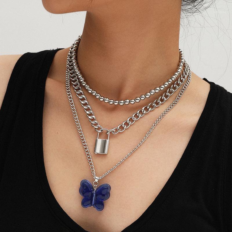 Chokers European And American Cold Wind Mix Match Lock-Shaped Necklace With Exaggerated Large Butterfly Blue Pendant Necklace1
Chokers European And American Cold Wind Mix Match Lock-Shaped Necklace With Exaggerated Large Butterfly Blue Pendant Necklace1
