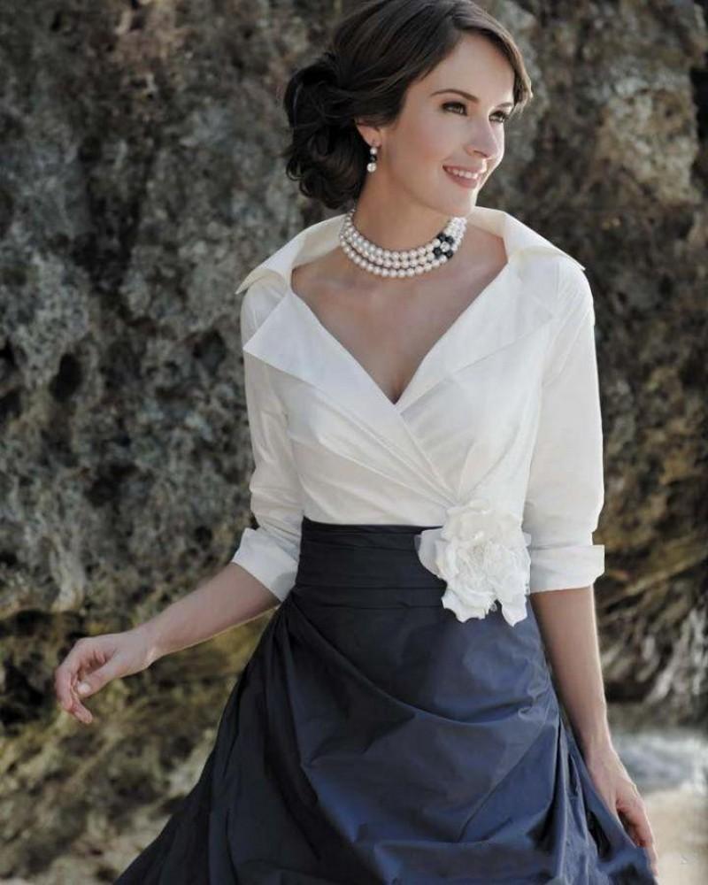 Vintage Black And White Mermaid Prom Dresses Deep V-Neck 3/4 Long Sleeve Evening Gowns Simples Long Women Formal Evening Wear Plus Size