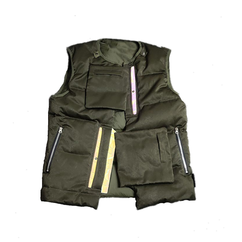 Thickened down vest in autumn and winter Fashion brand tight heater White Multi Pocket thermal outerwear
