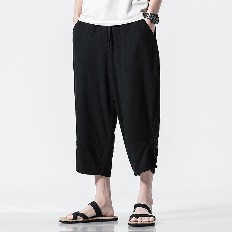 Summer Chinese Style Men's pants Buddhist retro Tang clothing cotton Capris loose linen shorts, Black
Summer Chinese Style Men's pants Buddhist retro Tang clothing cotton Capris loose linen shorts, Black