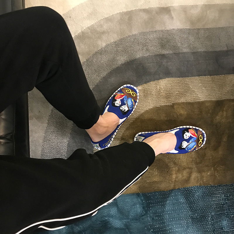 Embroider Mens Vulcanize Male Spring Fashion Men Flats Shoes Man Canvas Harajuku Loafers Light Hard-Wearing 45 Y200801