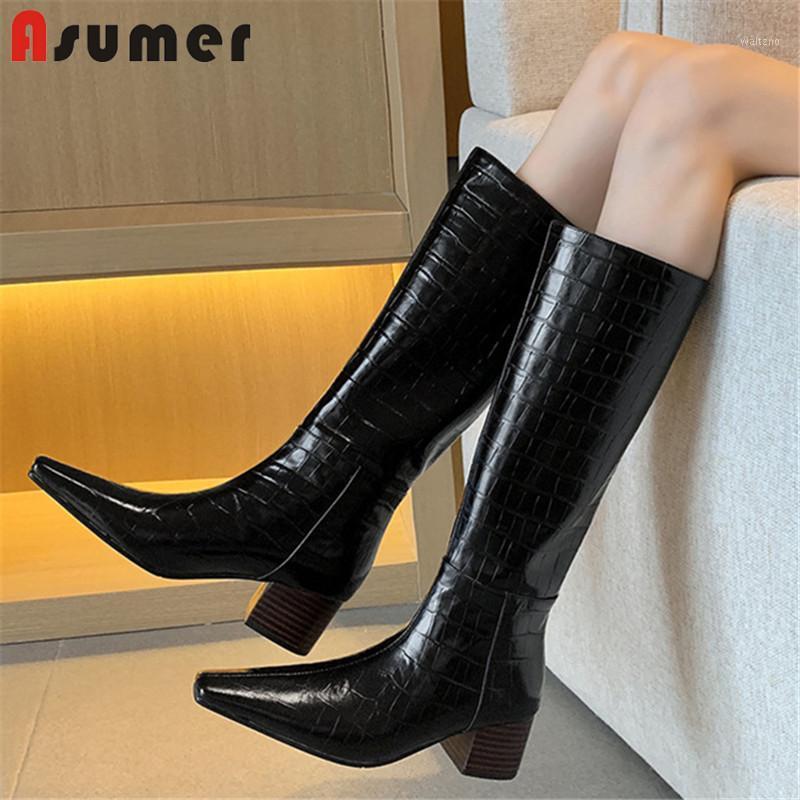 Asumer 5.5cm High Heel Long Boots Women Genuine Leather Shoes Square Toe Autumn Winter Fashion Knee High Boots Women Black1, Black
Asumer 5.5cm High Heel Long Boots Women Genuine Leather Shoes Square Toe Autumn Winter Fashion Knee High Boots Women Black1, Black