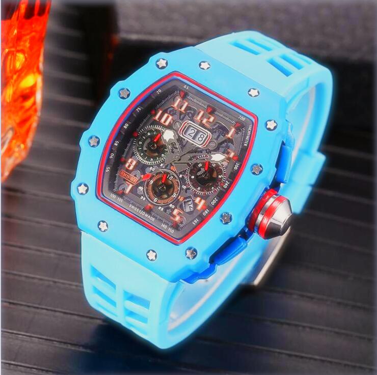 montre de luxe mens skeleton watches all pointer work battery quartz movement watch rubber stap colorful chronograph wristwatch, Slivery;brown
montre de luxe mens skeleton watches all pointer work battery quartz movement watch rubber stap colorful chronograph wristwatch, Slivery;brown