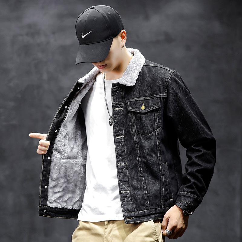 Warm Wool Liner Fleece Jean Coats Men's Winter Spring Thicker Denim Jacket High Quality Turn Down Fur Collar Cowboys Outerwear, Black
Warm Wool Liner Fleece Jean Coats Men's Winter Spring Thicker Denim Jacket High Quality Turn Down Fur Collar Cowboys Outerwear, Black