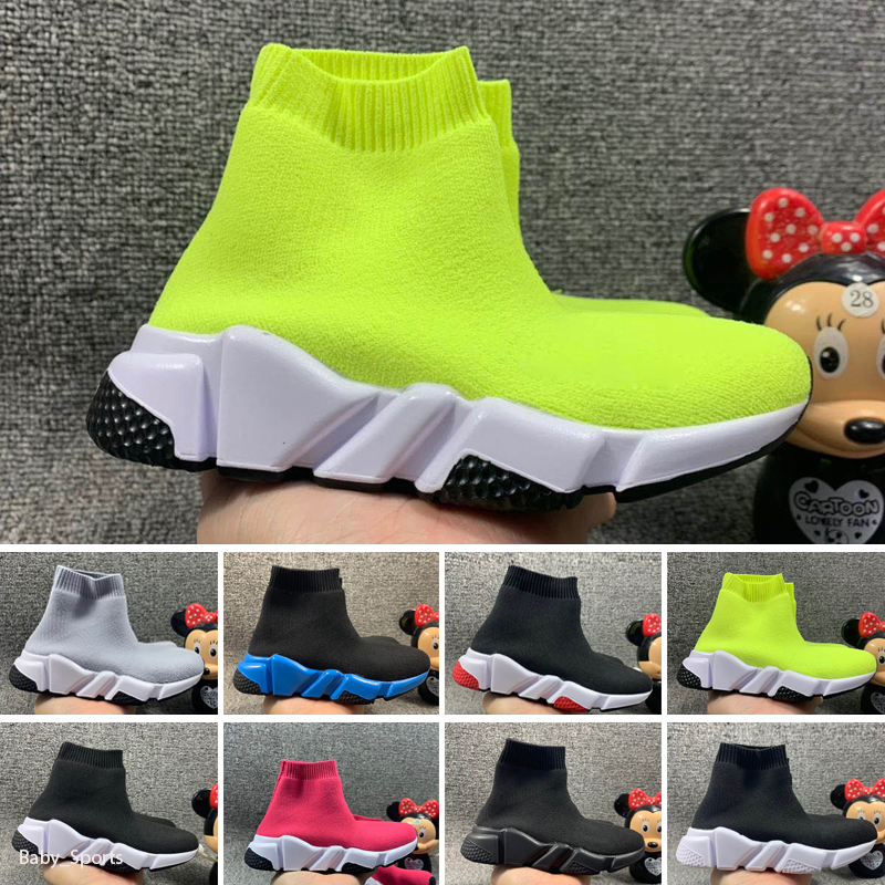 

2020 Wholesale Sell Childrens Kid Sock shoes Vetements crew Sock Runner Trainers Shoes Kids Shoes Hight Top Sneakers Boot Eur 24-36, Color 3