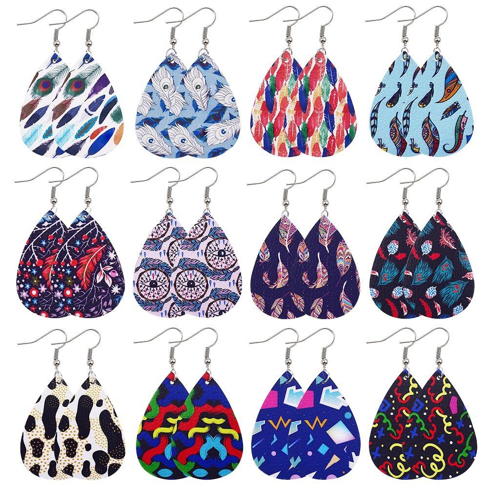Creative Waterdrop PU Leather Earrings Dangle Printed Double-sided Retro Punk Element Earring Leaves Graffiti Art Women Jewelry Party Gifts
Creative Waterdrop PU Leather Earrings Dangle Printed Double-sided Retro Punk Element Earring Leaves Graffiti Art Women Jewelry Party Gifts
