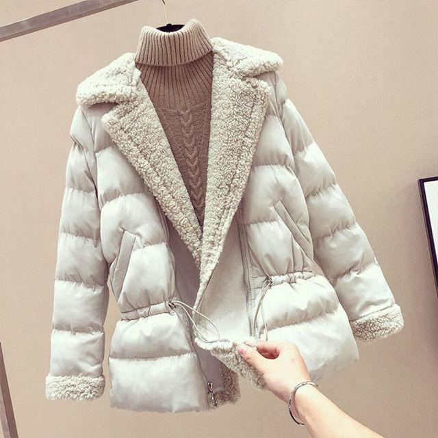 Han edition of the cotton female winter long lambs wool cottonpadded jacket down cottonpadded jacket with thick coat ins 201027