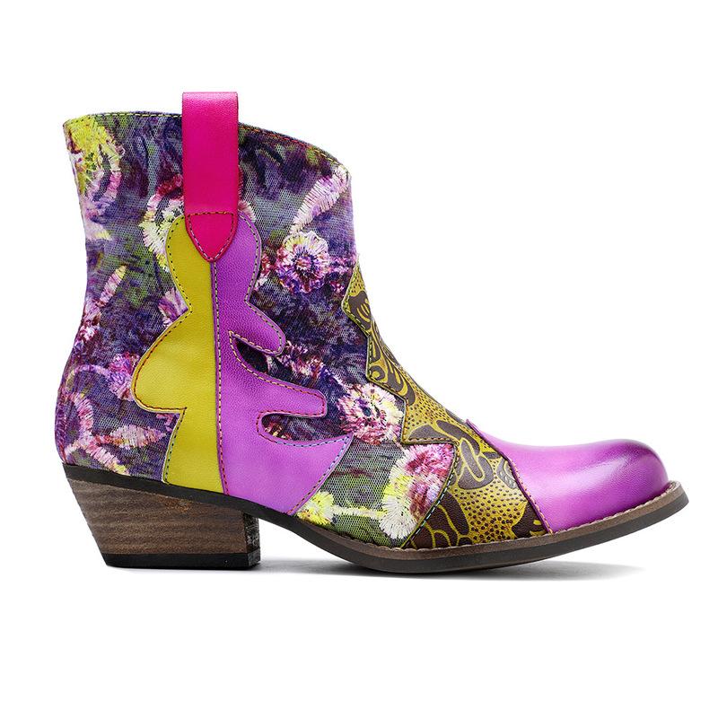 Genuine Leather Women Boots Vintage Bohemian Ankle Boots Women Shoes Printing Flower Zipper Low Square Heel Ladies Shoes Woman, Purple
Genuine Leather Women Boots Vintage Bohemian Ankle Boots Women Shoes Printing Flower Zipper Low Square Heel Ladies Shoes Woman, Purple