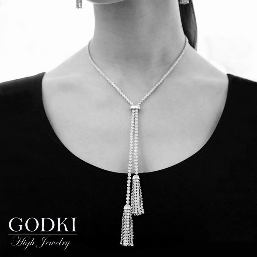 Pendant Necklaces zirconia long tassel pendant necklace for women party/wedding Cstar Yashow Jewelry Coat Sweater chaiN 201104