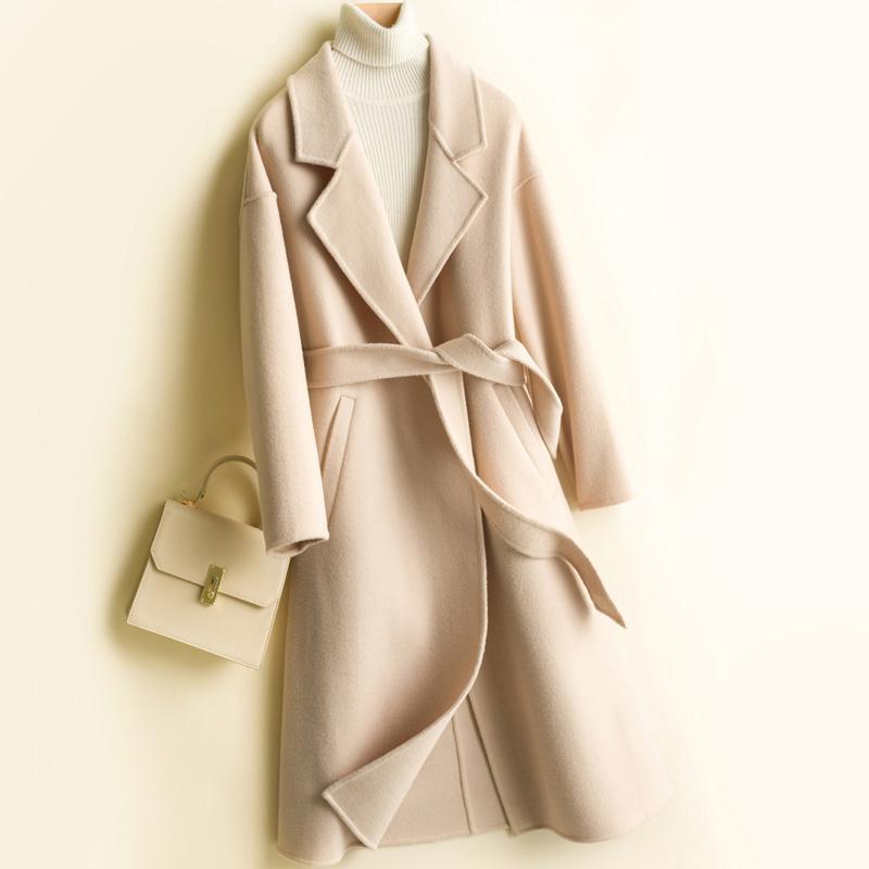 2020 Wool Autumn/Winter Outwear Coat Women Cardigan Double Sides Woolen Overcoat with Belt Fashion Solid Female Wool Jacket, Beige
2020 Wool Autumn/Winter Outwear Coat Women Cardigan Double Sides Woolen Overcoat with Belt Fashion Solid Female Wool Jacket, Beige