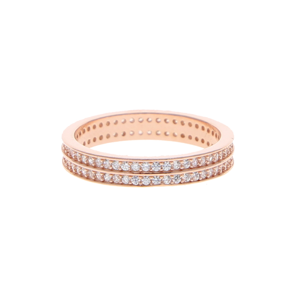 Classic 925 Sterling Silver Wedding Ring Jewelry with Bling Cz Pave 2 Layer Band Finger Rings In Rose Gold Silver Plated Jewelry Wholesale