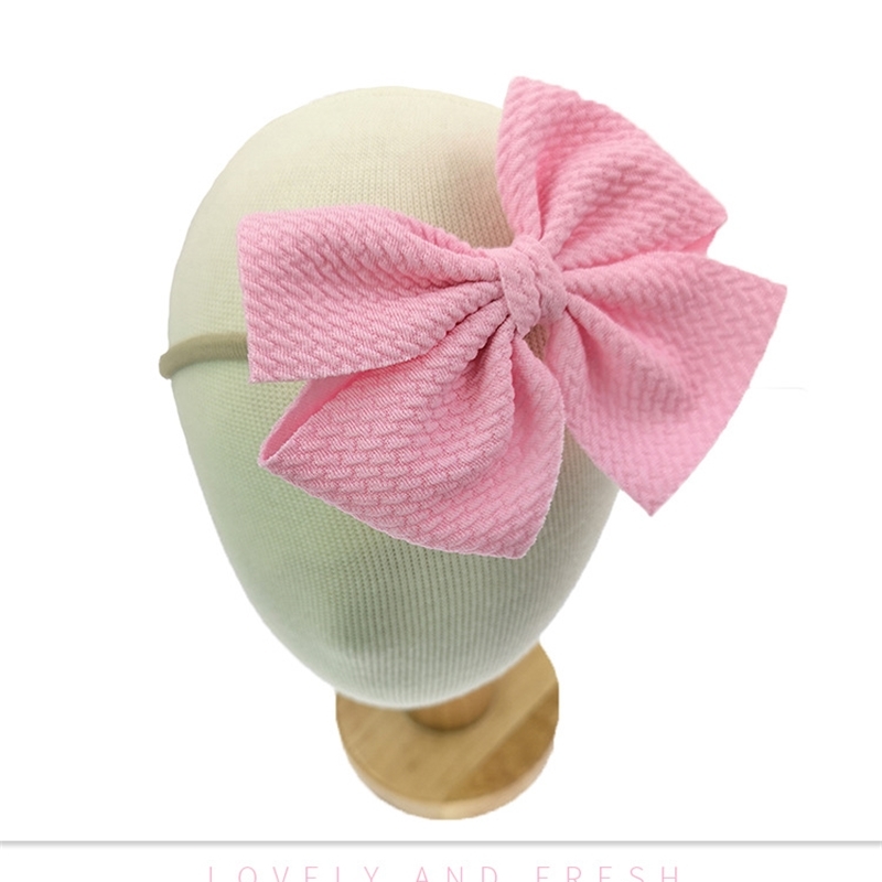 Bulk 60pc/lot Girls 45" Solid Fabric Hair Bow HeadbandsKids Hair Bows Elastic Headbands Nylon Headband Kids Hair Accessories LJ201226