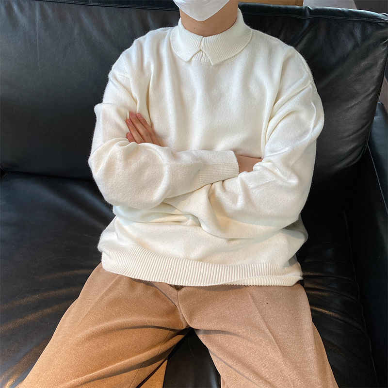 Autumn 2021 Male Thin New Collar Sweater Clothing 32AI, Black