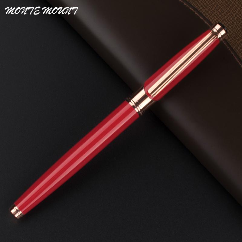 Smooth Writing metal Roller Ball Pen with fashion gift pen Executive good quality red with Rose Gold clip caneta Gel1