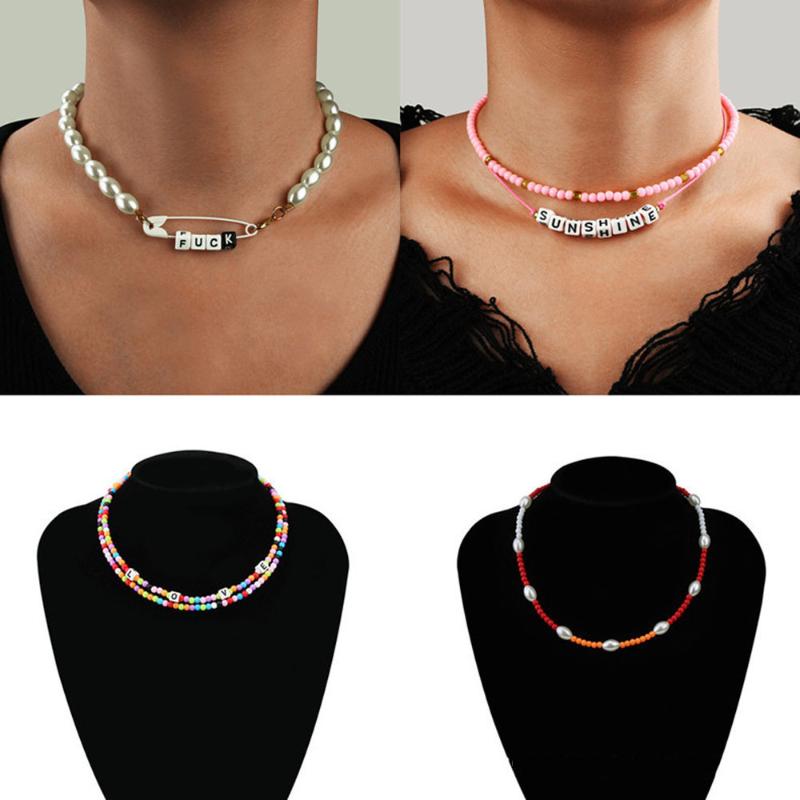 Vintage Beads Clavicle Chain Choker Necklace Fashion Letter Beads Pearl Pendants Necklace for Women Girl Fashion Accessories
Vintage Beads Clavicle Chain Choker Necklace Fashion Letter Beads Pearl Pendants Necklace for Women Girl Fashion Accessories