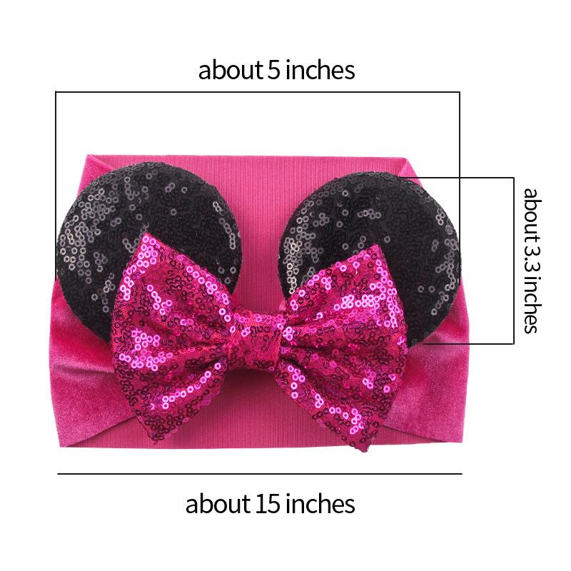 2022 new Baby Velvet Hair Belt Solid Color Hairpin Baby Sequin Glitter Big Bow Clips Mouse Ear Wide Boutique Headband Baby Girl