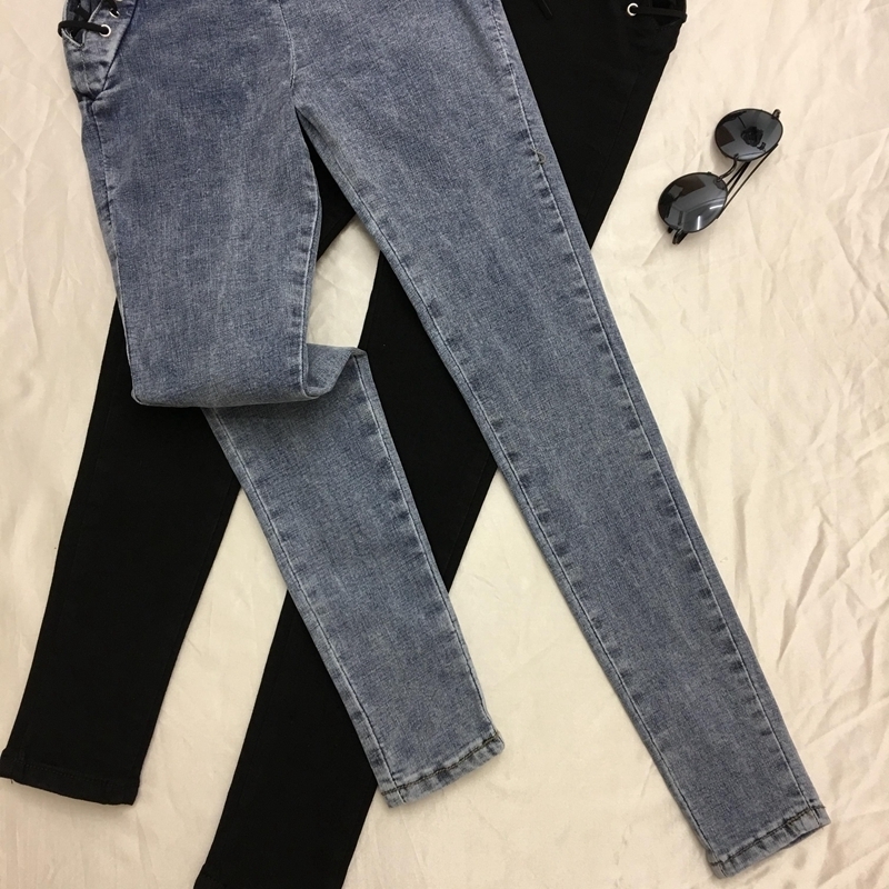 New Women Fashion New Jeans Ankle-length Pants Europe Hot Sale Lace-Up Bowknot Slim Pencil Pants Stylish Panter Female 201106