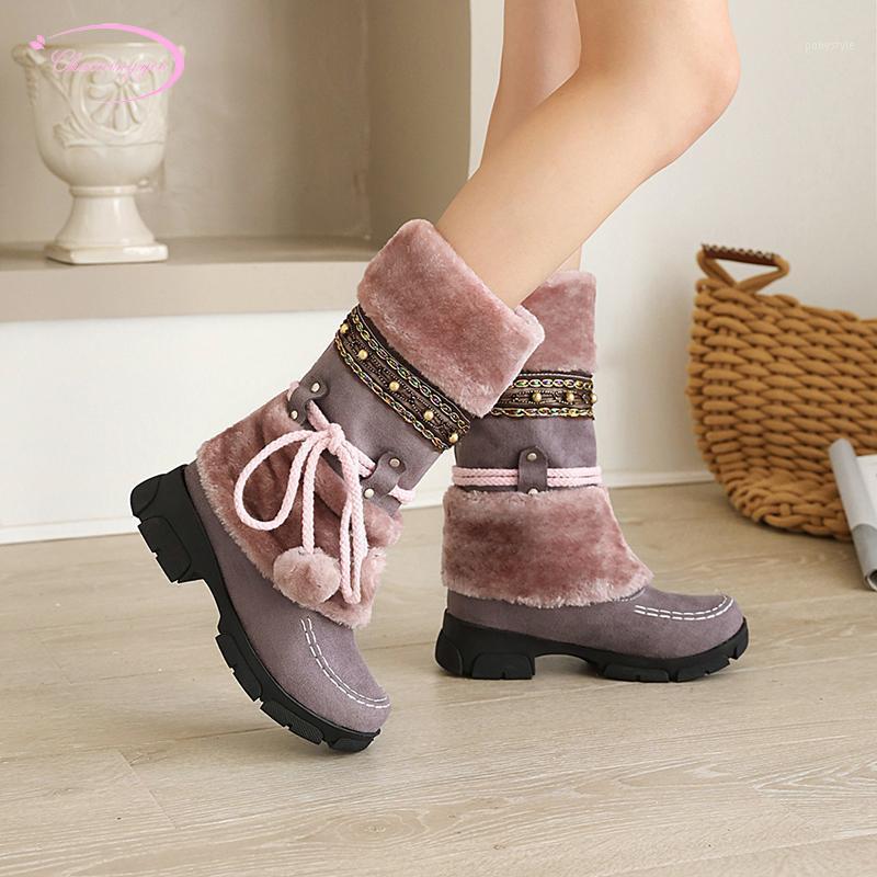 Sweet style comfortable flock winter warm snow boots plush beading rivets lace-up medium with thick heels mid-calf boots1, Beige for winter
Sweet style comfortable flock winter warm snow boots plush beading rivets lace-up medium with thick heels mid-calf boots1, Beige for winter