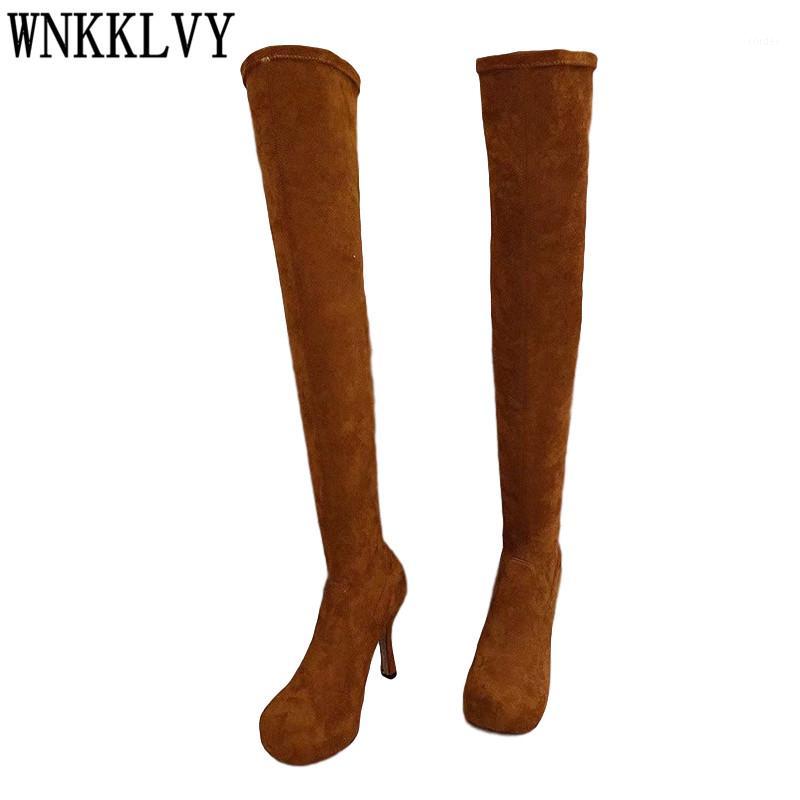 Platform Stretch slim over the knee boots women suede thin high heel shoes sexy runway long boots autumn winter thigh high1, Brown leather
Platform Stretch slim over the knee boots women suede thin high heel shoes sexy runway long boots autumn winter thigh high1, Brown leather