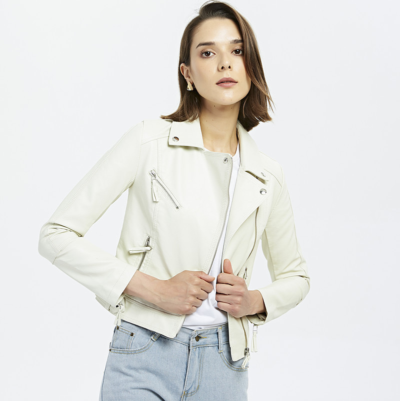 Autumn PU Faux Leather Jacket Women Short Red Black Female Soft Motorcycle Jackets Ladies Fashion Bike Zipper Coat Clothing 201030