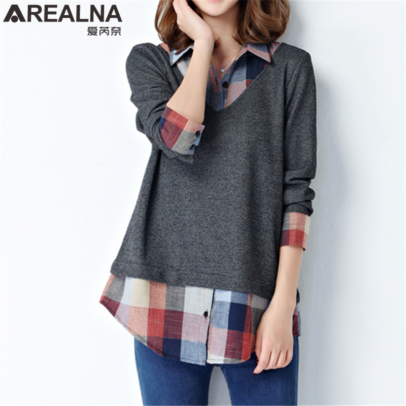 Tunic Women's Plus Size Clothes Long Sleeve Fashion Woman Blouses 2019 Kimono Lady Blouse Shirt Women Plaid Patchwork Collar Top T200321