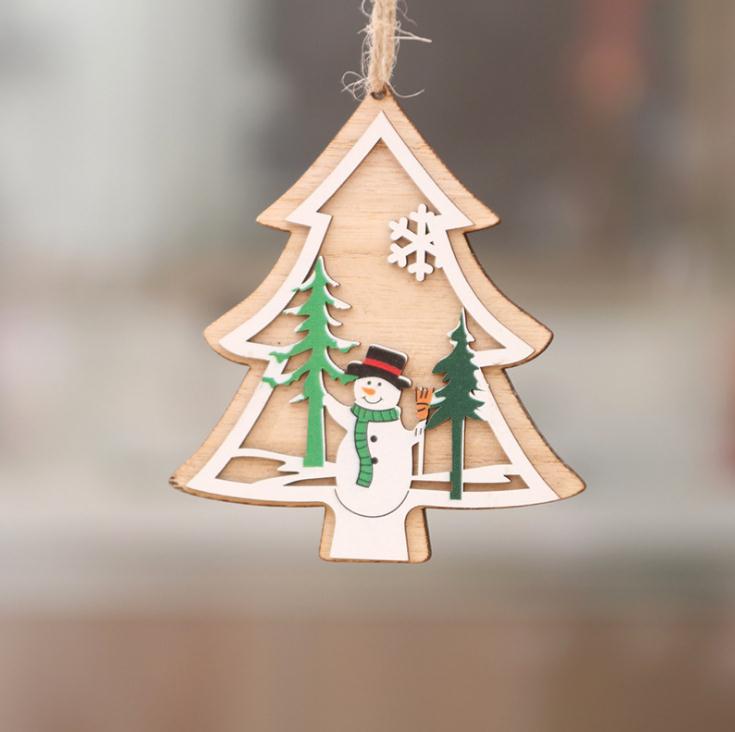 2D 3D Christmas Ornament Wooden Hanging Pendants Star Xmas Tree Bell Christmas Decorations For Home Party New Year SN1962